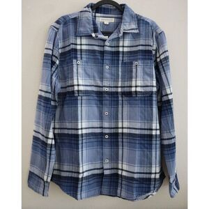 Aéropostale 2643 Men's Sz M Blue Long Sleeve Relaxed Washed Plaid Flannel Shirt